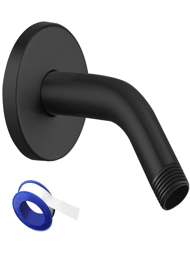 Voolan Shower Arm with Flange and Teflon Tape, Extension Shower Head Arm for Bathroom Fixed Shower Head, Solid Stainless Steel, Wall Mounted (6 Inch,Black) - Image 1