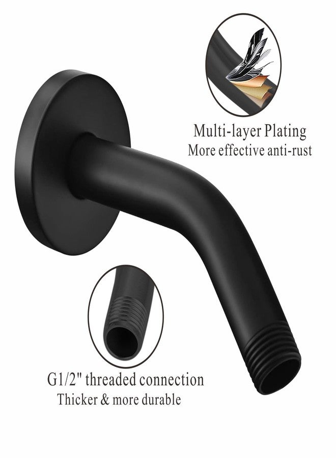 Voolan Shower Arm with Flange and Teflon Tape, Extension Shower Head Arm for Bathroom Fixed Shower Head, Solid Stainless Steel, Wall Mounted (6 Inch,Black) - Image 4