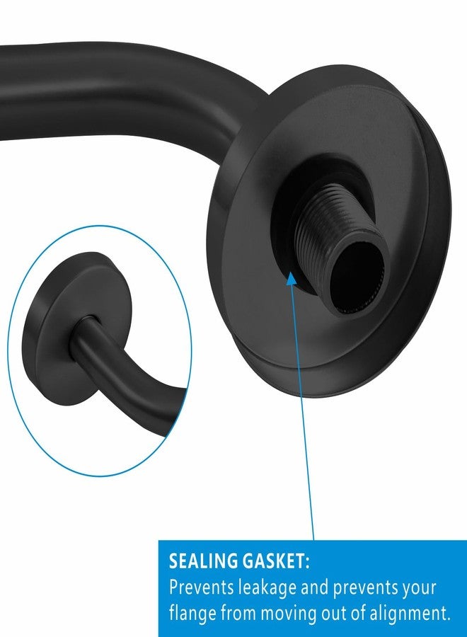 Voolan Shower Arm with Flange and Teflon Tape, Extension Shower Head Arm for Bathroom Fixed Shower Head, Solid Stainless Steel, Wall Mounted (6 Inch,Black) - Image 2