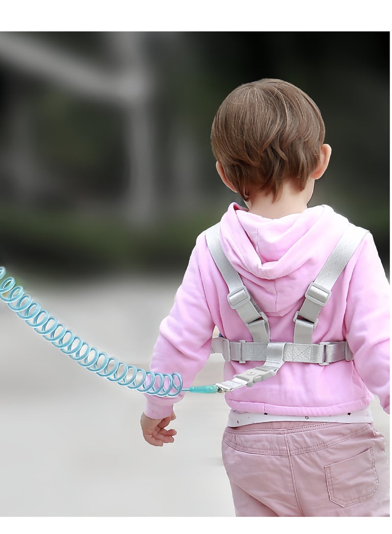 2 in 1 Toddler Leash,Kids Walking Leash,Outdoor Safety Anti Lost Wrist Link,Baby Harness backpack traction belt,Reflective Anti-Loss Wrist Strap For Children,6.6 feet, 2 meters(Blue)  - Image 3