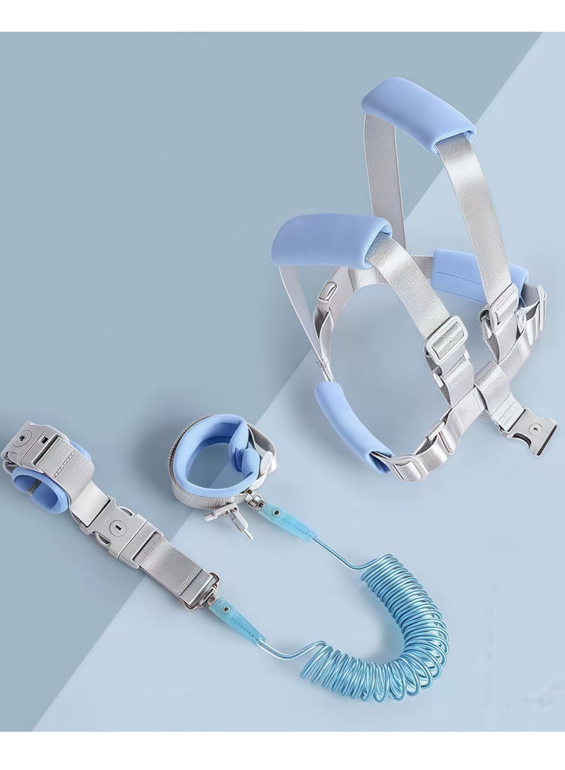 2 in 1 Toddler Leash,Kids Walking Leash,Outdoor Safety Anti Lost Wrist Link,Baby Harness backpack traction belt,Reflective Anti-Loss Wrist Strap For Children,6.6 feet, 2 meters(Blue)  - Image 1