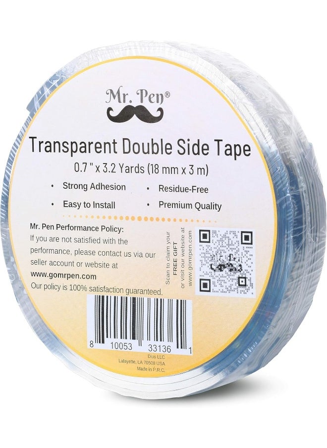 Mr. Pen - Double Sided Tape, 0.7 Inch, Transparent, Double Sided Tape For Walls, Double Sided Adhesive Tape, Mounting Tape, Adhesive Tape, Two Sided Tape, Double Stick Tape, Double Face Tape  - Image 1