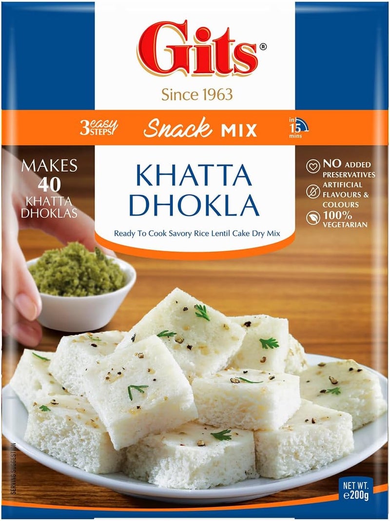 Gits Khatta Dhokla Mix - Ready to Cook Savory Rice Lentil Cake Dry Mix, 200g - Image 4