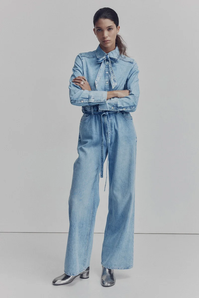 H&M Belted paper bag jeans