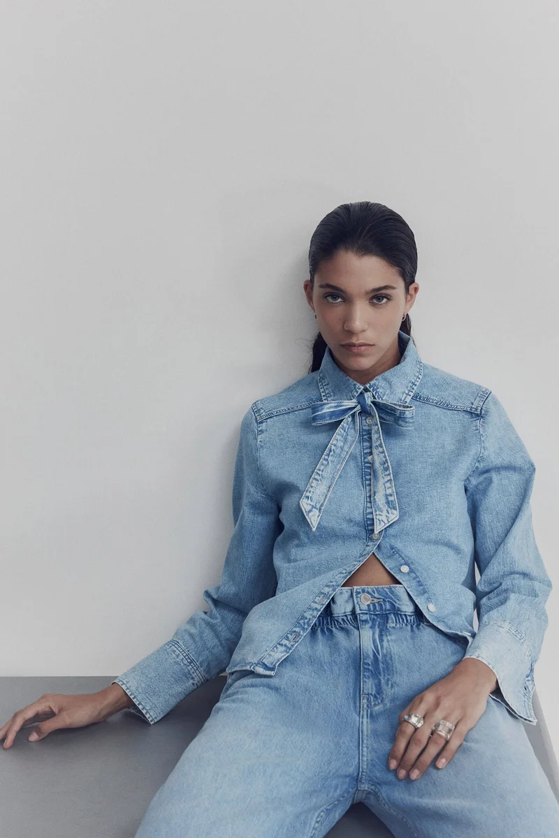 H&M Belted paper bag jeans