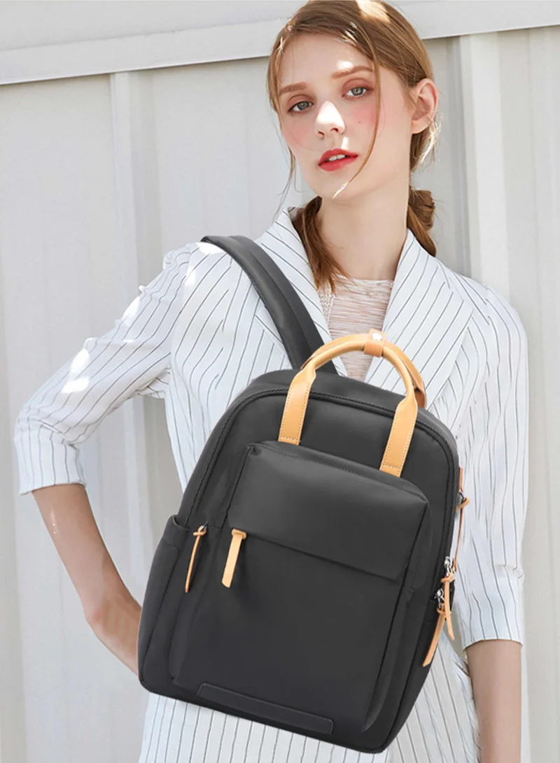 Bopai Premium Durable Lightweight Ladies Laptop Backpack Water Resistant Synthetic Leather Daypack for Casual/ Office/ School/ College, BO-LB861, Black