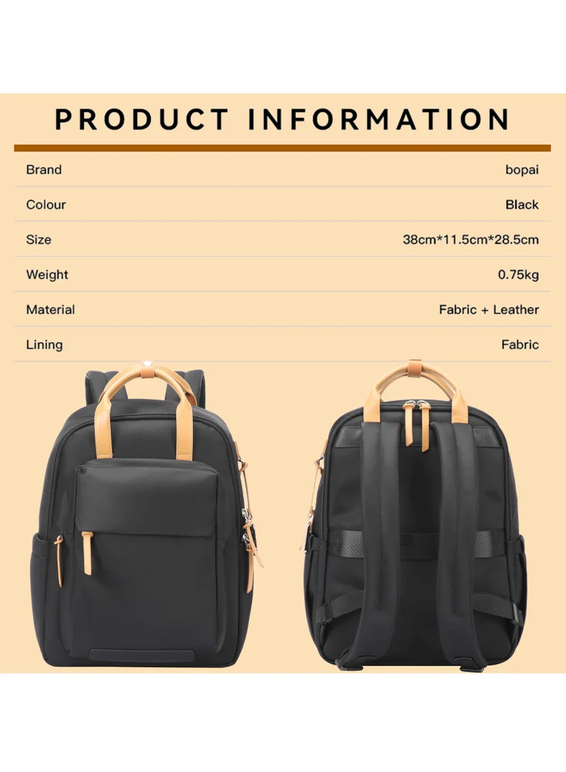 Bopai  Premium Durable Lightweight Ladies Laptop Backpack Water Resistant Synthetic Leather Daypack for Casual/Office/School/College, BO-LB861, Black for Women | Best Price UAE
