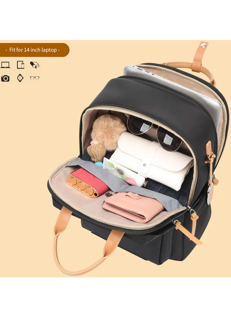 Bopai  Premium Durable Lightweight Ladies Laptop Backpack Water Resistant Synthetic Leather Daypack for Casual/Office/School/College, BO-LB861, Black for Women | Best Price UAE