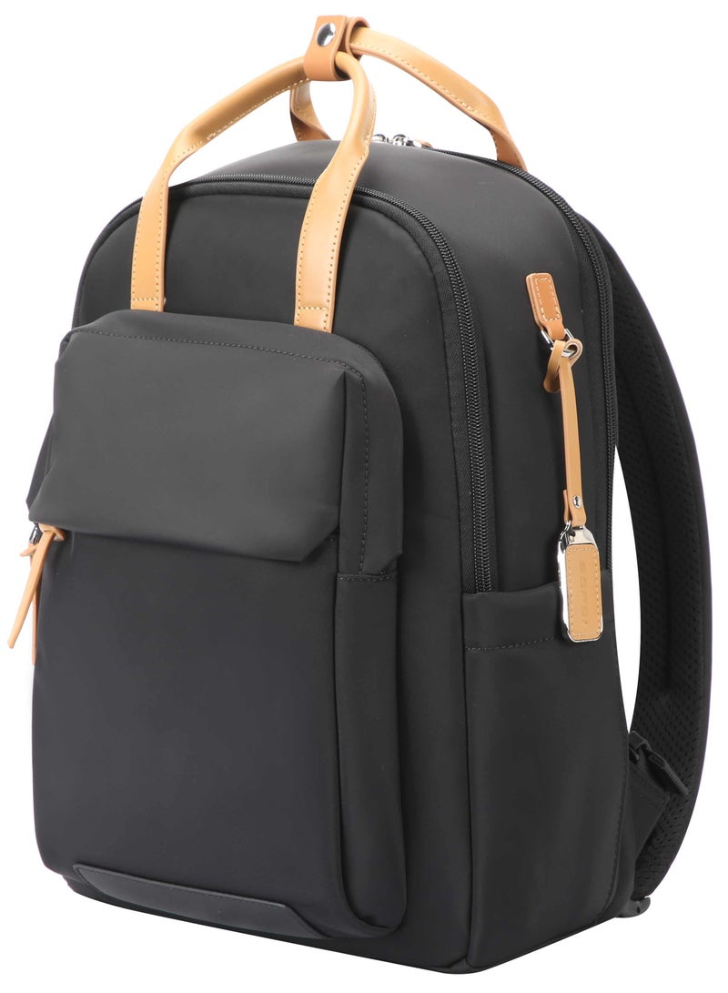 Bopai Premium Durable Lightweight Ladies Laptop Backpack Water Resistant Synthetic Leather Daypack for Casual/ Office/ School/ College, BO-LB861, Black - Image 1