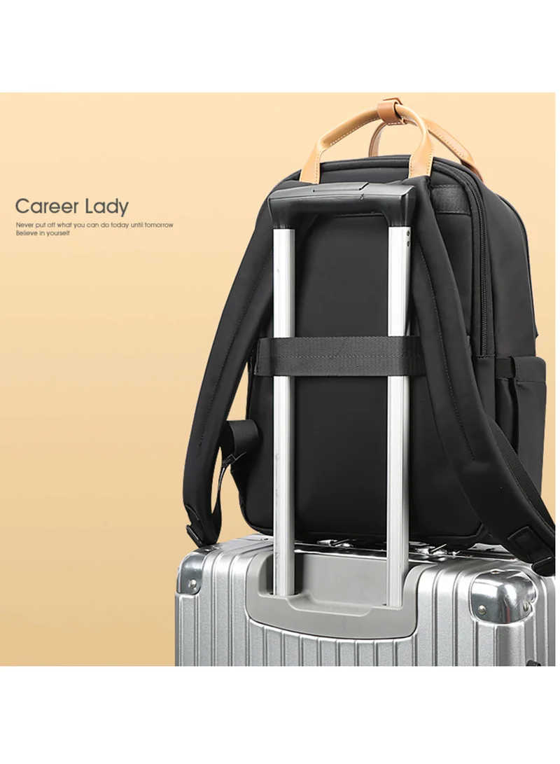 Bopai  Premium Durable Lightweight Ladies Laptop Backpack Water Resistant Synthetic Leather Daypack for Casual/Office/School/College, BO-LB861, Black for Women | Best Price UAE