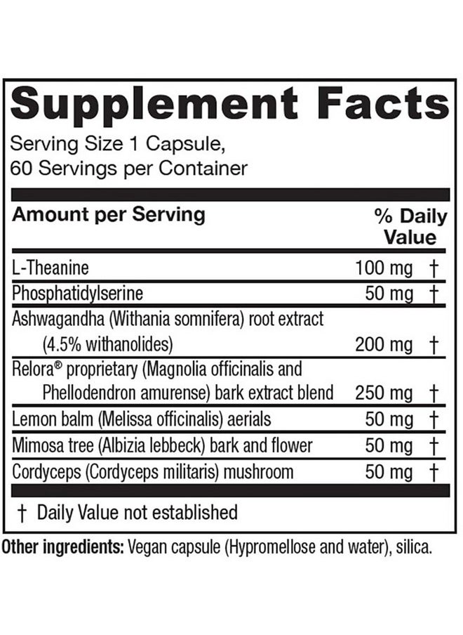Vitanica Vitanica Cortisol Relief, Dr. Formulated Sleep, Stress, Cortisol Manager Supplement, Vegan, 60 Capsules (Cortisol Relief)  - Image 2