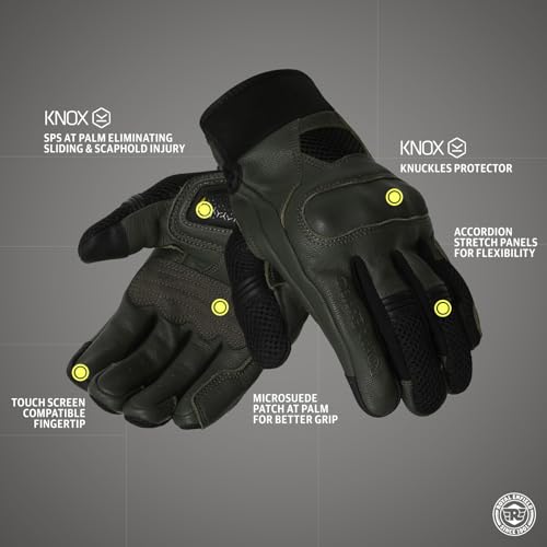 Royal Enfield Roadbound Ce Certified Riding Gloves Olive S 20Cm with Knox and SPS Protection and Excellent Ventilation - Image 4