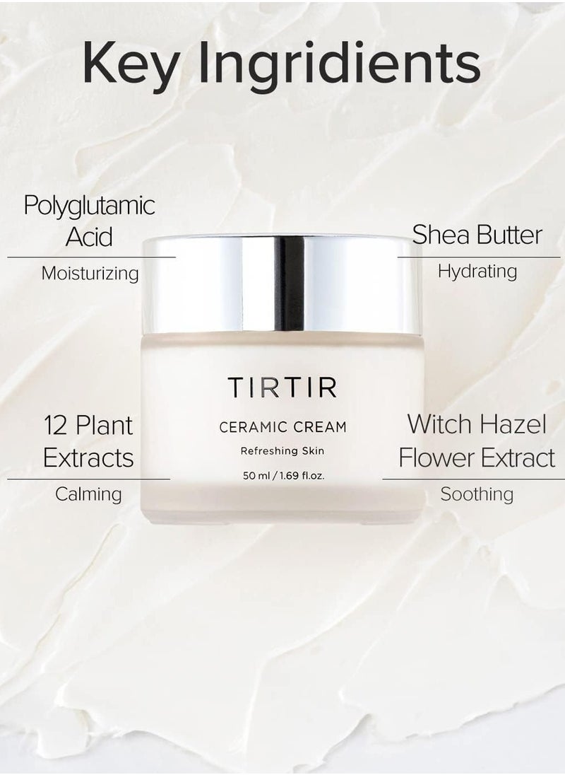 TIRTIR - TIRTIR Ceramide Moisturizing Cream 50ml – Hydrating Korean Skincare with Shea Butter & Centella Asiatica – Nourishing Face Cream for Dry & Sensitive Skin, Glowing & Strengthened Skin Barrier - Image 1