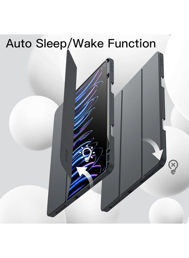 "2024 iPad Pro 13-Inch Smart Case with Pencil Holder – Grey, Supports Touch ID & Auto Wake/Sleep" - Image 5