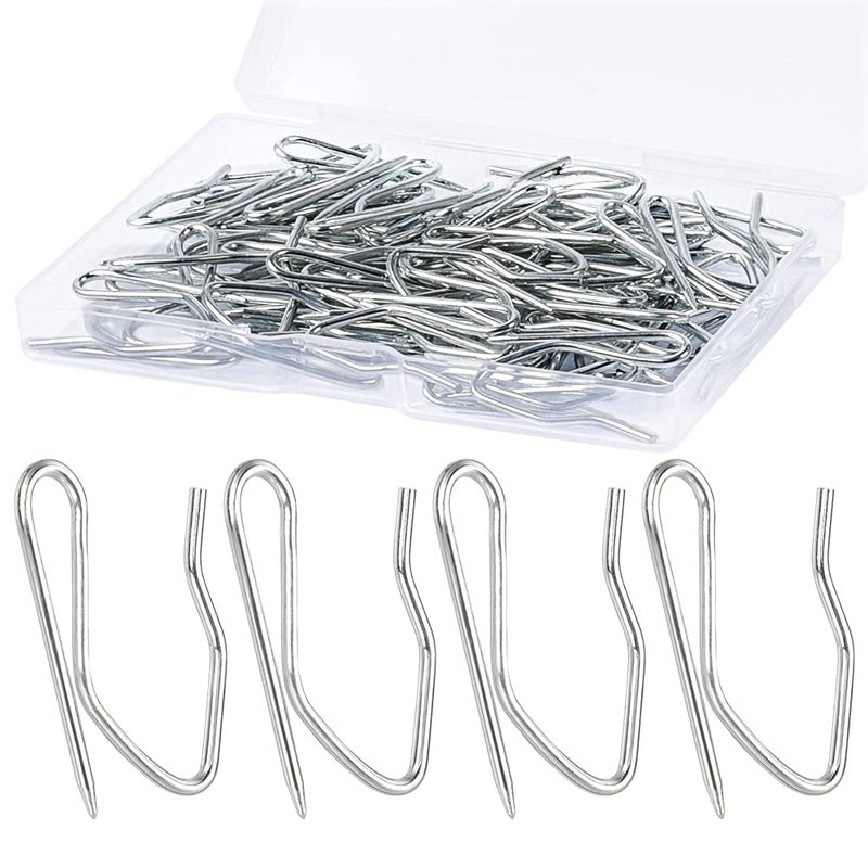 Sopito Curtain Hooks, Sopito 58pcs 1.2 Inches Metal Drapery Pin and Hook for Door Window Shower Curtain, Silver White - Image 1