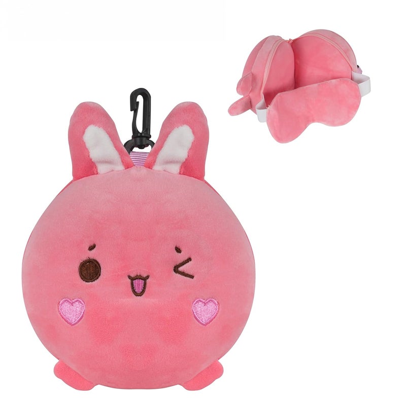 VEA Kids Bunny Pillow with Eye Mask (Pink) - Image 1