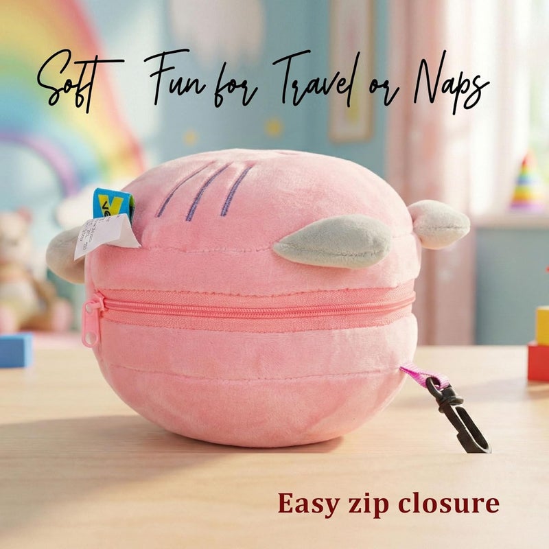VEA Kids Bunny Pillow with Eye Mask (Pink) - Image 3