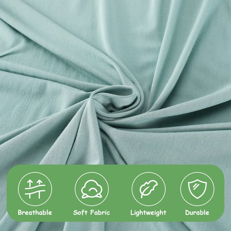 iEvolve Cotton Knitted Baby Swaddle Blanket with Hat Headband Set Newborn Swaddle Wrap Receiving Blankets for Baby Girl Boy 35" x 35"(LightGreen) - Image 3
