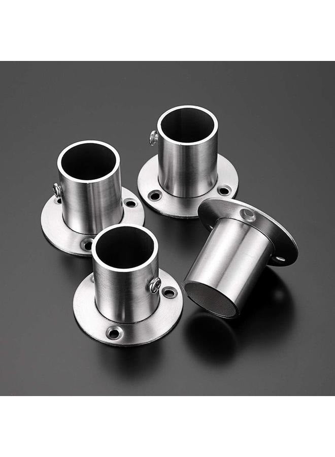4 Packs Stainless Steel Pole Sockets Flange Rod Holder, Wall Mount Pipe Bracket with Screws(Fit 26mm / 1'') (Silver Tone) - Image 2