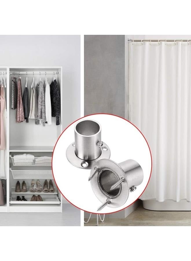 4 Packs Stainless Steel Pole Sockets Flange Rod Holder, Wall Mount Pipe Bracket with Screws(Fit 26mm / 1'') (Silver Tone) - Image 4
