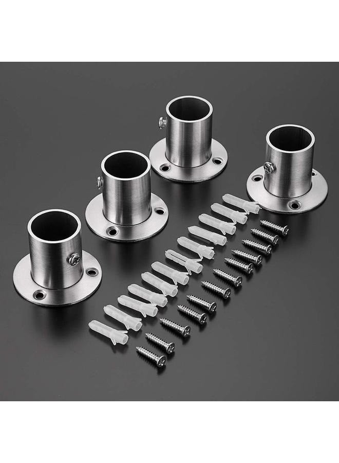 4 Packs Stainless Steel Pole Sockets Flange Rod Holder, Wall Mount Pipe Bracket with Screws(Fit 26mm / 1'') (Silver Tone) - Image 3