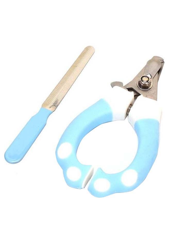 NIBEMINENT Professional Pet Grooming Nail Clipper And File Blue/White/Silver