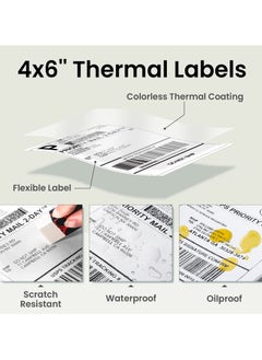 phomemo 4x6 Thermal Direct Shipping Label, 4''x 6'' Fan-Fold Labels, Compatible with Rollo, MUNBYN, Zebra, Fargo Label Printer, 1 Pack of 100 Labels (White)  - Image 2