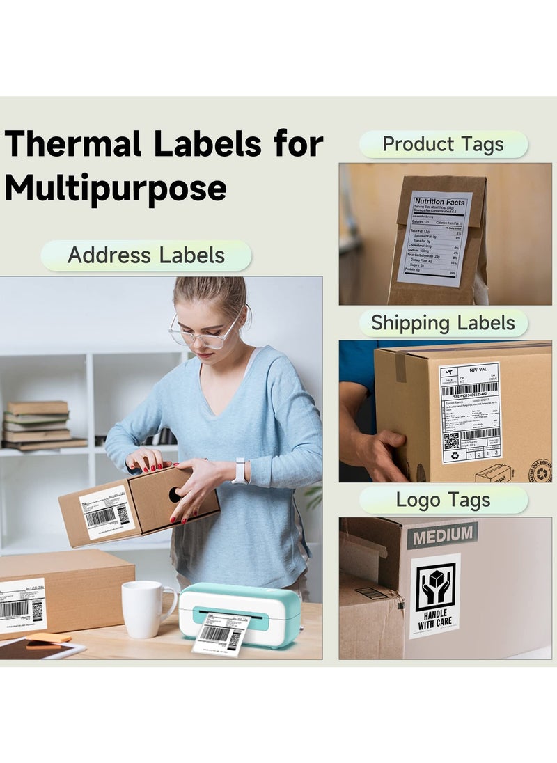 phomemo - 4x6 Thermal Direct Shipping Label, 4''x 6'' Fan-Fold Labels, Compatible with Rollo, MUNBYN, Zebra, Fargo Label Printer, 1 Pack of 100 Labels (White) - Image 1