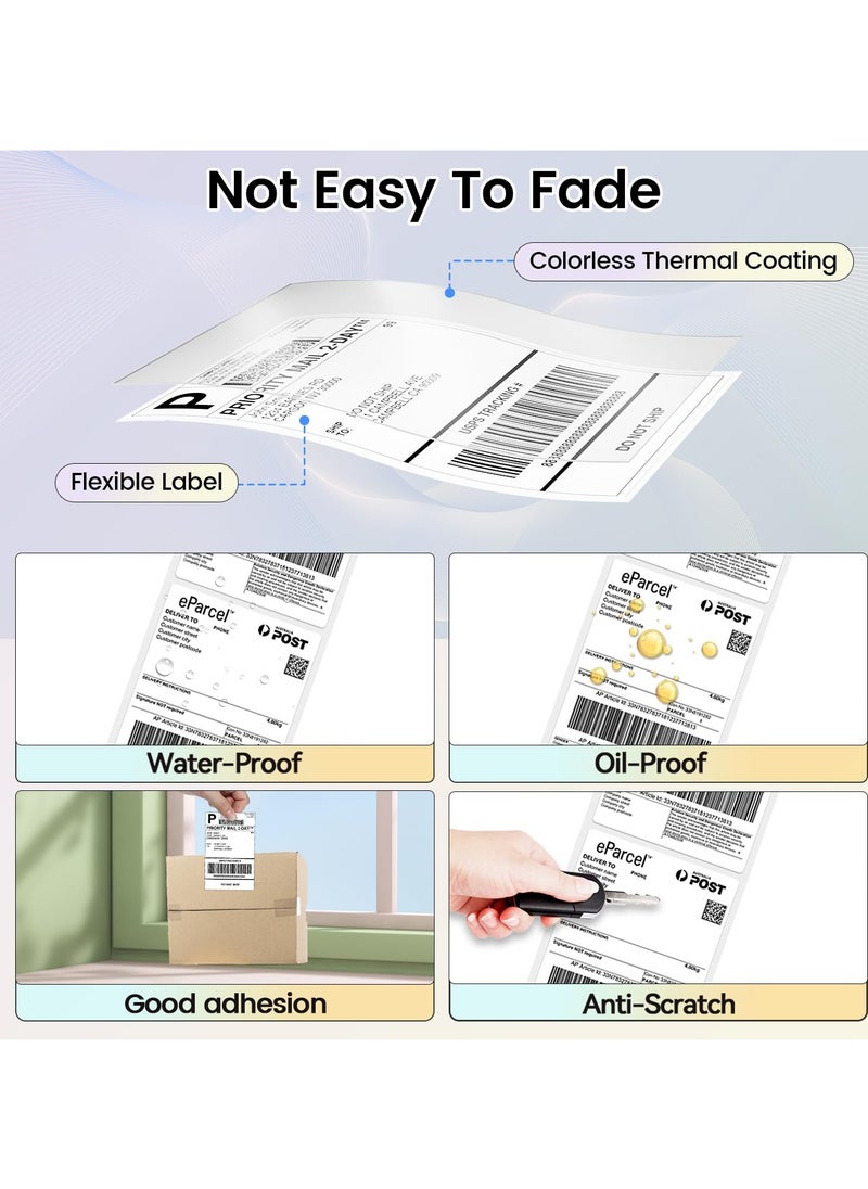 phomemo - 4x6 Thermal Direct Shipping Label, 4''x 6'' Fan-Fold Labels, Compatible with Rollo, MUNBYN, Zebra, Fargo Label Printer, 1 Pack of 100 Labels (White) - Image 1