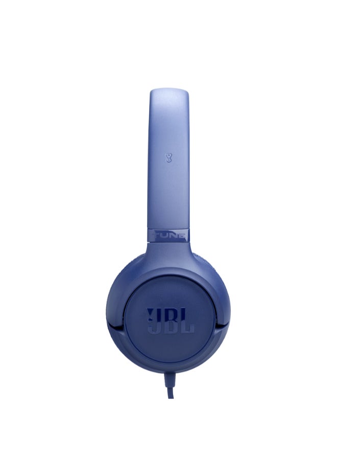 JBL Tune 530C USB-C Wired On-Ear Headphones with Hi-Res Audio, Pure Bass Sound, 3-Button Mic Remote, Easy EQ Presets, Lightweight Foldable Design, Tangle-Free Flat Cable Blue - Image 5