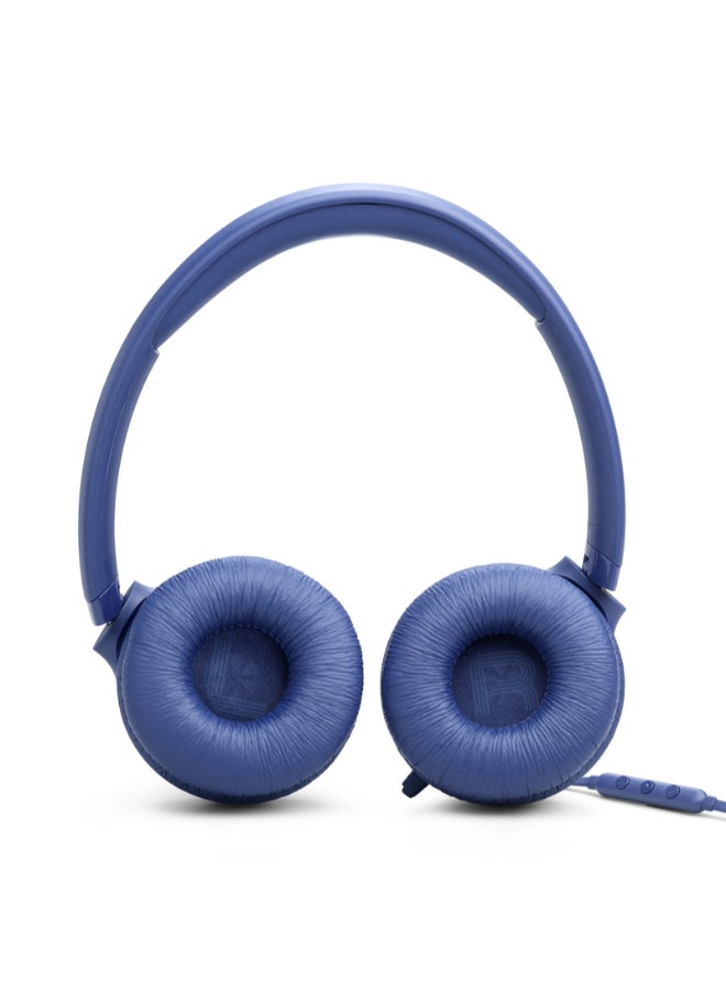 JBL Tune 530C USB-C Wired On-Ear Headphones with Hi-Res Audio, Pure Bass Sound, 3-Button Mic Remote, Easy EQ Presets, Lightweight Foldable Design, Tangle-Free Flat Cable Blue - Image 4