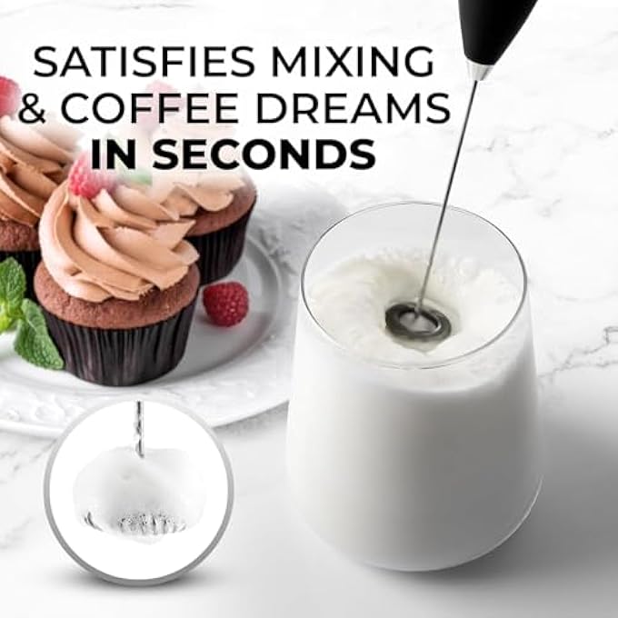 لوكاداه عصا رغوة الحليب من سلسلة Kitchen Executive، حامل مُحسّن، هدية قهوة مثالية، رغوة قهوة محمولة باليد، صانع رغوة للاتيه، رغوة حليب كهربائية محمولة باليد للكابتشينو - Image 3