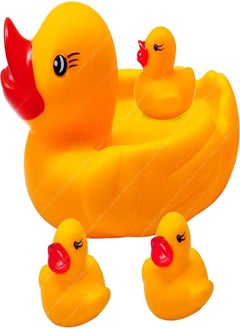 FunBlast FunBlast Duck Bath Toys for Baby, Toddler Baby Bathtub Bathing Squeeze Bath Toys Non-Toxic BPA Free - Set of 4 (Funny Duck) 