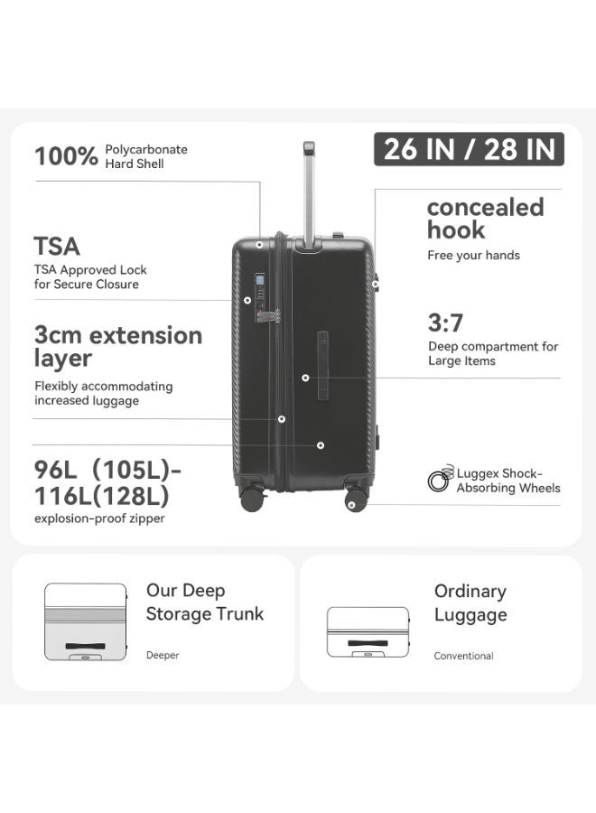LIGHTGO 7655 large size check in size PC Suitcase check in luggage 26 inch with Expandable with TSA travel spinner case - Image 5