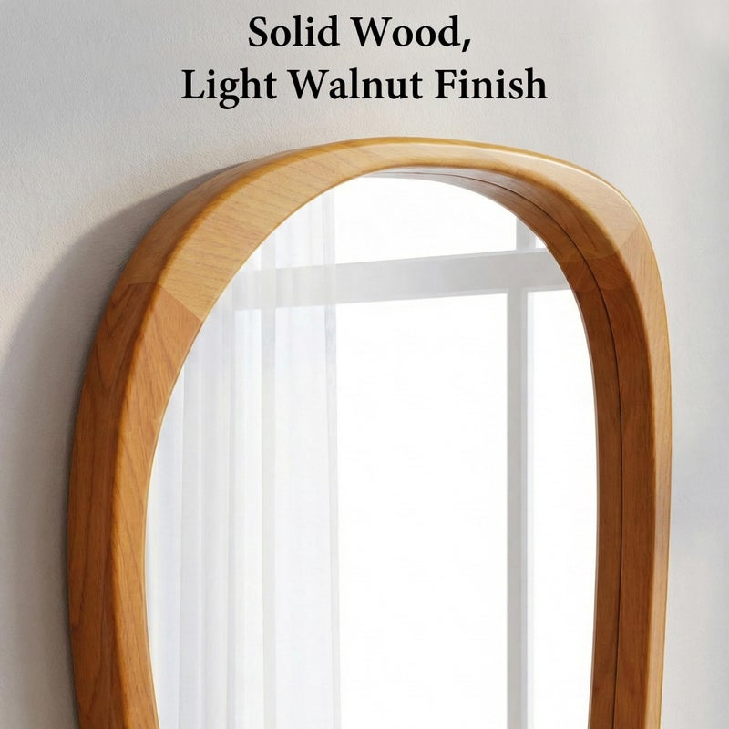 Pocetry Irregular Asymmetrical Wall Mirror 30"Ã—20" with Solid Wood Frame, Organic Mid-Century Modern Decorative Wall Mirror for Bedroom, Bathroom & Entryway - Image 4