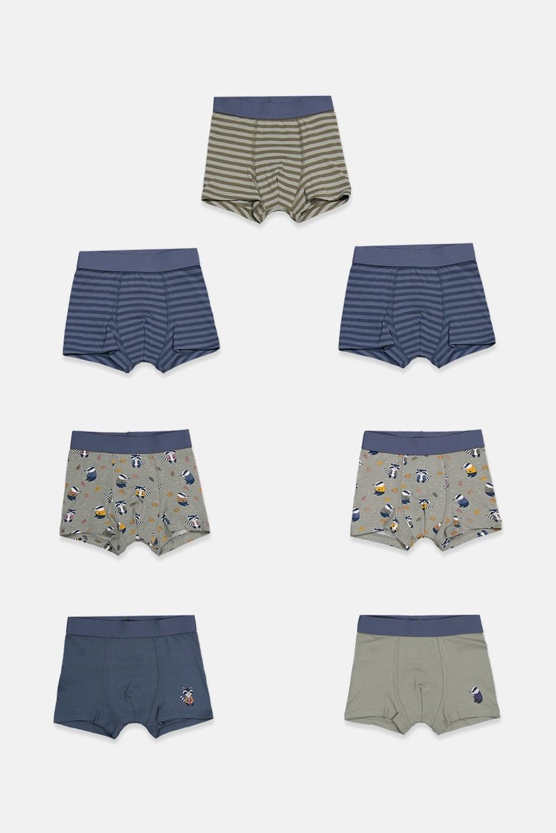 Tchibo Toddlers Boy 7 Pairs Of Boxer Briefs, Olive Combo  - Image 3