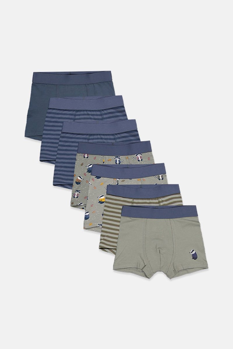 Tchibo Toddlers Boy 7 Pairs Of Boxer Briefs, Olive Combo  - Image 1