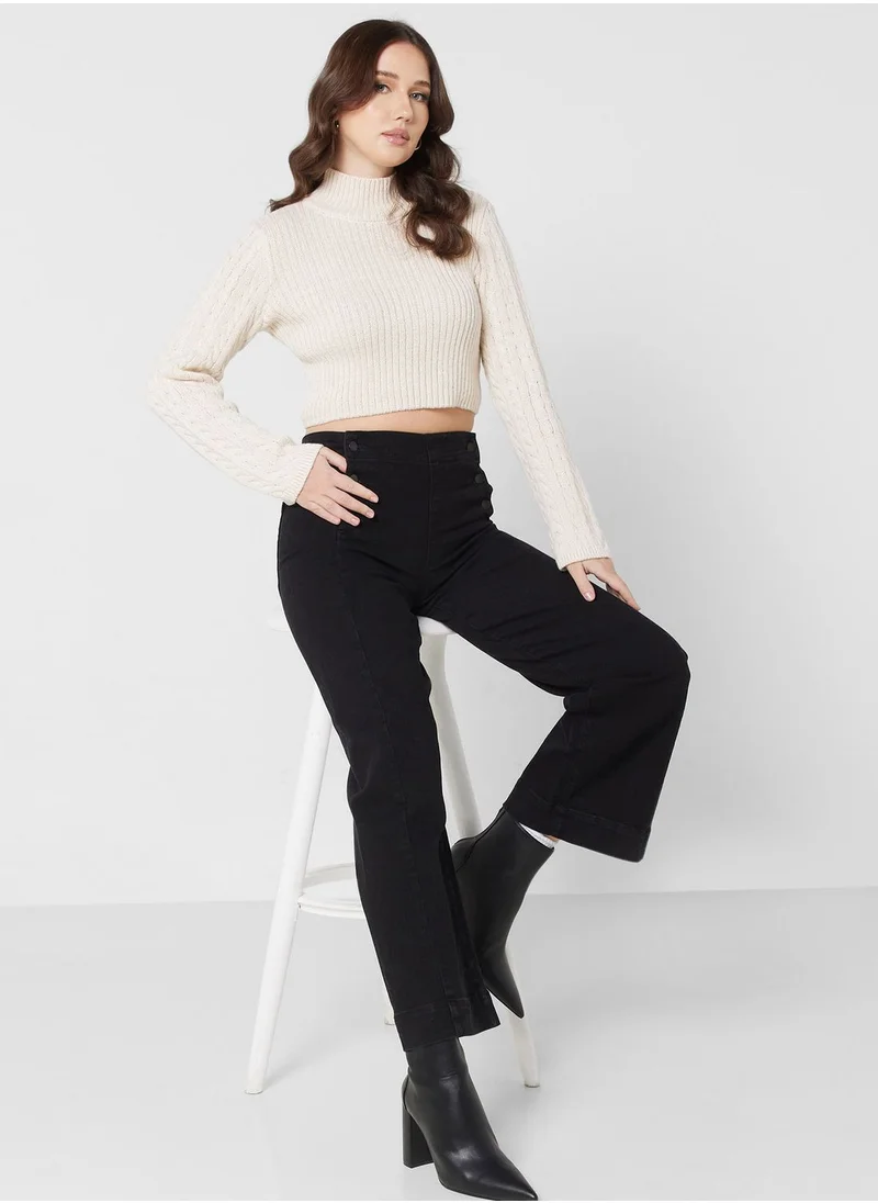 VERO MODA High Neck Crop Sweater