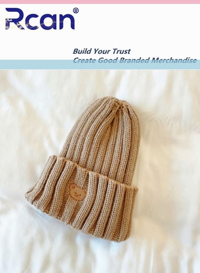 Rcan Kids Cute Cartoon Baby Fetal Cap Soft Warm Knitting Baby Hat Cotton 5 Months - 3 Years Old Brown - Image 1