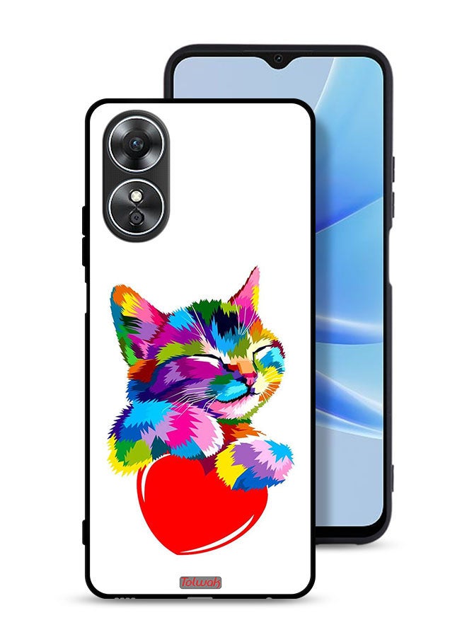 Tolwak Oppo A17 Protective Case Cover Colourful Kitten - Image 1