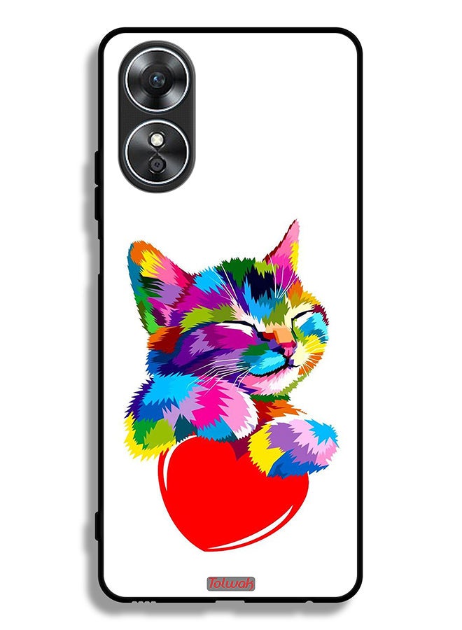 Tolwak Oppo A17 Protective Case Cover Colourful Kitten - Image 2