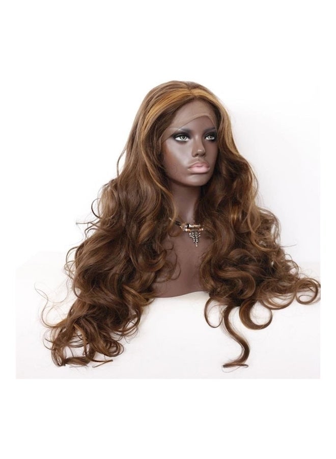 NIBEMINENT Lace Front Curly Wig Brown - Image 1