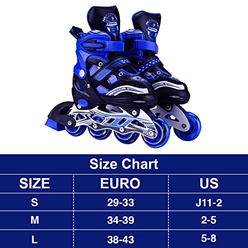 Lyrovo Adjustable Inline Skates Set for Boys Kids and Girls Skating (M, Blue) - Image 2