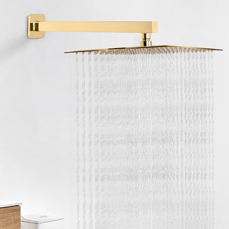 HarJue Shower Arm, Rain Shower Head Extension Extender, With Flange and Teflon Tape, Made of Thicken Stainless Steel for Bathroom Rainfall Shower (16 Inch, Chrome Gold) - Image 5