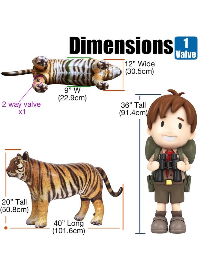 Jet Creations 40 inches L/20 inches H Inflatable Tiger Toy, Orange-Yellow with Black Stripes, Realistic Jungle Animal Figure, Perfect for Pool Fun, Home Decor, Photo Prop, Wildlife Safari Theme, 1 pc - Image 2