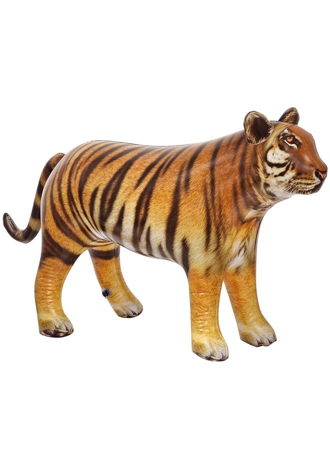 Jet Creations 40 inches L/20 inches H Inflatable Tiger Toy, Orange-Yellow with Black Stripes, Realistic Jungle Animal Figure, Perfect for Pool Fun, Home Decor, Photo Prop, Wildlife Safari Theme, 1 pc - Image 1