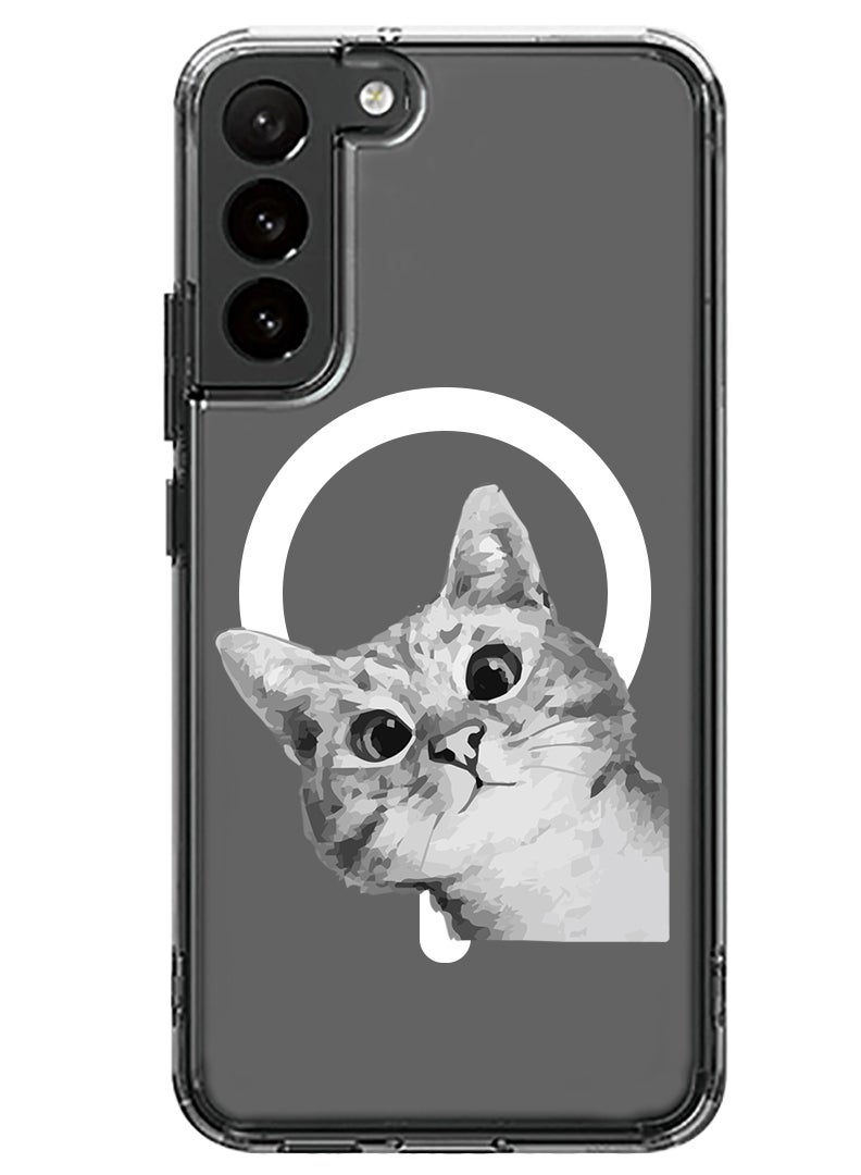 Theodor Magnetic Case for Samsung Galaxy S23 Plus 6.6-inch Compatible with MagSafe Wireless Charging, Shockproof Phone Bumper Cover Cat Peep - Image 1