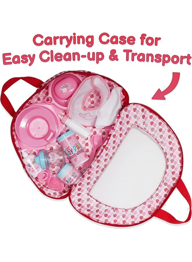 Prextex PREXTEX 18-Piece Baby Doll Accessories Set with Carrying Case - Includes Bottle, Sippy Cup, Pacifier, Bib, Hair Brush, Plates and More, Perfect for Kids, Toddlers, and Girls  - Image 3