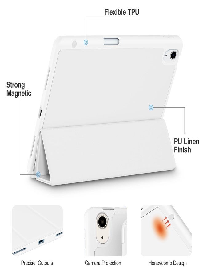 Akkerds جراب Akkerds متوافق مع iPad Air مقاس 11 بوصة من الجيل السابع/السادس (M3/M2) 2025/2024، وجراب iPad Air من الجيل الخامس/الرابع مقاس 10.9 بوصة 2022/2020 مع حامل قلم [تشغيل/إيقاف تلقائي]، أبيض - Image 3