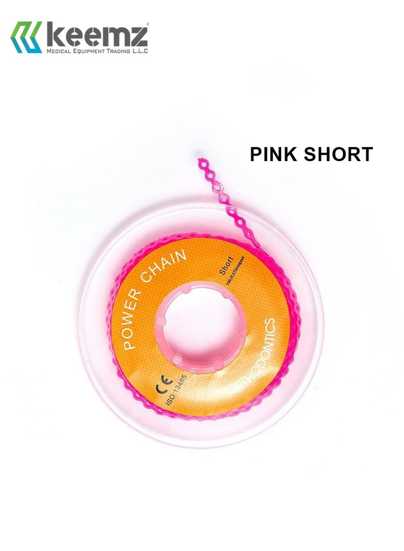 keemz Orthodontic Dental Elastic Ultra Power Rubber Chains for Braces PINK SHORT - Image 1